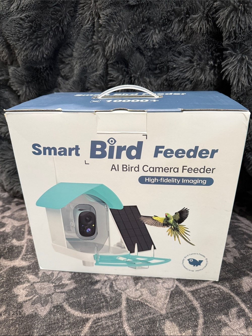 Smart Bird Feeder AI Camera - White & Aqua
